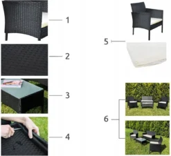 Borvat® | Mobilier De Jardin | Ensemble De Jardin | Mobilier De Jardin | Noir | Tissé | Coussins Crème | Mobilier De Jardin | Ensemble Salon 4 Places | -Jardin Meubles Magasin 1200x1098 2