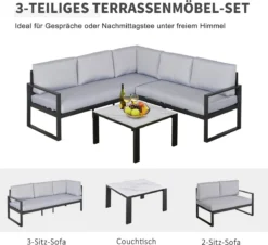 Outsunny De Jardin 3 Pièces Ensemble De Jardin En Aluminium Groupe De Sièges Avec Coussins De Table Basse Gris 84B-609 13 Outsunny De Jardin 3 Pièces Ensemble De Jardin En Aluminium Groupe De Sièges Avec Coussins De Table Basse Gris 84B-609 -Jardin Meubles Magasin 1200x1100 5
