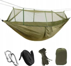 Mivida - Hamac Avec Moustiquaire - 260x140 - 180 Kg - Vert - Avec Fermeture éclair - Hamac Avec Moustiquaire - Survie - Hamac - Camping Plein Air - Camping - Hamac