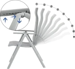 Chaises De Jardin Set De 4 Chaises Pliantes Chaises D'extérieur Avec Cadre En Aluminium Robuste Dossier Réglable En 8 Positions Charge Jusqu'à 150 Kg Grijs -Jardin Meubles Magasin 1200x1102 4