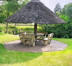 Table De Pique-nique Ronde De Luxe En Bois MaximaVida Tallinn 140 Cm - Dégagement Supplémentaire Pour Les Jambes -Jardin Meubles Magasin 1200x1105 1