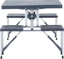 Outsunny Alu Table De Camping Banc De Pique-nique Groupe De Sièges Table De Jardin 4 Places Pliable Gris Foncé 84B-031 -Jardin Meubles Magasin 1200x1107