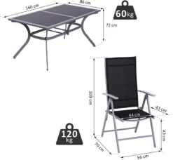 Outsunny Mobilier De Jardin De Jardin 7 Pièces Salon De Jardin Groupe De Sièges Salle à Manger Chaise Pliante En Aluminium TEXTILENE 84B-097 16 Outsunny Mobilier De Jardin De Jardin 7 Pièces Salon De Jardin Groupe De Sièges Salle à Manger Chaise Pliante En Aluminium TEXTILENE 84B-097 -Jardin Meubles Magasin 1200x1108 2