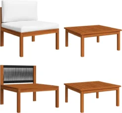 Prolenta Premium - Ensemble De Salon 2 Pièces Avec Coussins En Bois D'acacia Massif - Maison Et Jardin