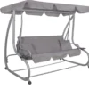 Banc De Balançoire Springos | Venise-Swing | 3 Places | Imperméable à L'eau | Comprend 2 Coussins | Auvent Réglable | 163 X 193 X 120 Cm | Gris