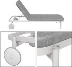 NATERIAL - Transat ARENA - Transat De Jardin Avec Dossier Réglable - 198X82X90 Cm - 5 Positions - Avec Kussen - Avec Roulettes - Aluminium - Polypropylène - Blanc - Gris 16 NATERIAL - Transat ARENA - Transat De Jardin Avec Dossier Réglable - 198X82X90 Cm - 5 Positions - Avec Kussen - Avec Roulettes - Aluminium - Polypropylène - Blanc - Gris -Jardin Meubles Magasin 1200x1110 4