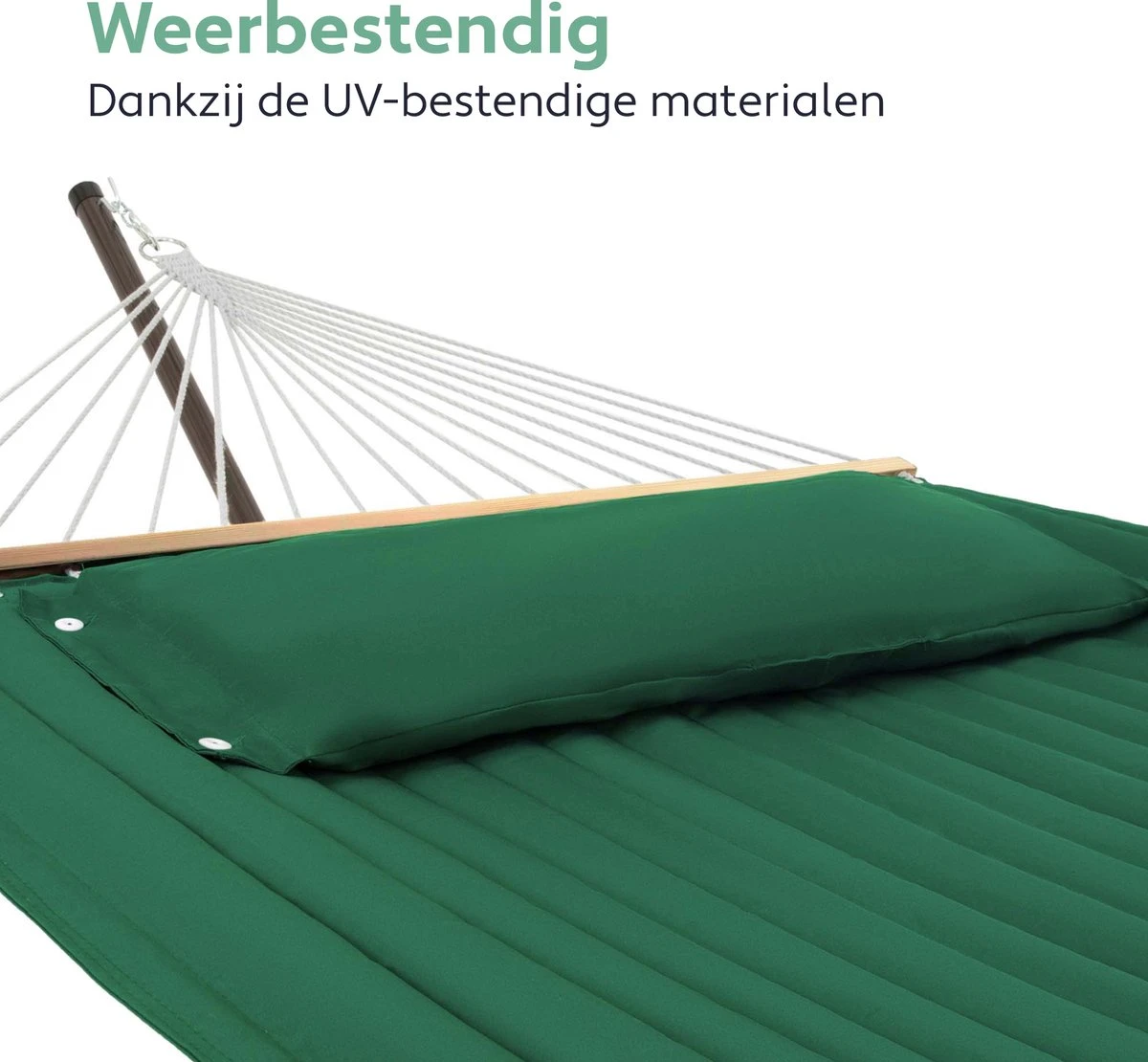 Hamac Vita5 Avec Support Et Barre D'écartement - 2 Personnes - Kussen Amovible - Résistant Aux Intempéries - Vert Foncé 2 Hamac Vita5 Avec Support Et Barre D'écartement - 2 Personnes - Kussen Amovible - Résistant Aux Intempéries - Vert Foncé – Image 2