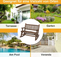 Outsunny Chaise à Bascule Avec Accoudoirs Chaise De Jardin Chaise à Bascule Bois Massif Brun Foncé 84A-133 -Jardin Meubles Magasin 1200x1112