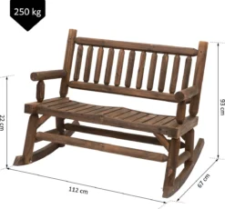 Outsunny Chaise à Bascule Avec Accoudoirs Chaise De Jardin Chaise à Bascule Bois Massif Brun Foncé 84A-133 -Jardin Meubles Magasin 1200x1116