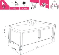 NATERIAL - Housse De Protection Pour Table De Jardin - L - Rectangulaire - H 60 X L 200 X L 130 Cm - Résistant Aux UV - Imperméable - Déperlant - Aérateur - Gris Clair 13 NATERIAL - Housse De Protection Pour Table De Jardin - L - Rectangulaire - H 60 X L 200 X L 130 Cm - Résistant Aux UV - Imperméable - Déperlant - Aérateur - Gris Clair -Jardin Meubles Magasin 1200x1116 9