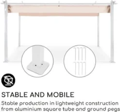 Blumfeldt Pantheon Pergola 3x4 M - Gazebo - Tube Carré En Aluminium 3x4 M - 4 Poteaux D'angle - Hydrofuge - Toit Ouvrant En Polyester 200 G/m² -Jardin Meubles Magasin 1200x1117 1