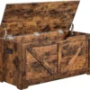 Songmics VASAGLE Meuble De Rangement, Coffre à Jouets, Banc à Chaussures, Coffre à Siège, Coffre De Rangement, Banc Avec Rangement, Style Campagnard, Charnières De Sécurité, 100 X 40 X 46 Cm, Marron Vintage LSB060T01