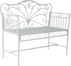 Outsunny Banquette De Jardin Banc Fleuri Banc De Parc Mobilier De Jardin 2 Places Métal Blanc 84B-077