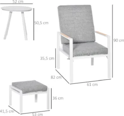 Outsunny Ensemble De Salon De Jardin 5 Pièces Mobilier De Balcon Réglable Aluminium Gris + Blanc 84B-617 -Jardin Meubles Magasin 1200x1124 3