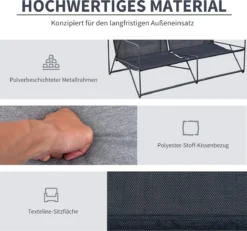 Ensemble De Jardin 4 Pièces Outsunny Transat Pour Groupe De Sièges D'extérieur Avec Coussins De Table Basse En Métal 84B-610 -Jardin Meubles Magasin 1200x1124 4