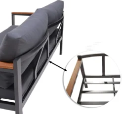 NATERIAL - Salon De Jardin ORIS II - Salon De Jardin - 4 Personnes - 1 Canapé Extérieur - 2 Fauteuils - 1 Table Basse Extérieur L. 72 X L. 72 X H. 32 Cm - Aluminium - Bois D'eucalyptus FSC - Anthracite - Gris -Jardin Meubles Magasin 1200x1125 2