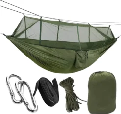 Hamac Plein Air Léger HSXL Avec Moustiquaire Et Accessoires De Vêtements Pour Bébé - 260x140cm - Vert - Hamac De Survie Avec Moustiquaire