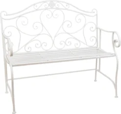 Banc De Jardin 103 * 51 * 94 Cm Wit Fer Rectangle Curl Banc Banc Extérieur Jardin Mobilier De Jardin De Jardin
