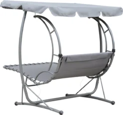 Chaise Longue Flottante Outsunny Chaise Longue Flottante Hollywood Swing Chaise Longue Double Avec Toit Gris Métal 84A-024GY -Jardin Meubles Magasin 1200x1126 6