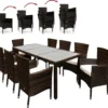 Deuba Ensemble De Jardin En Polyrotin 8x Chaise De Jardin Coussins Empilables Table De Jardin 190x90cm Marron