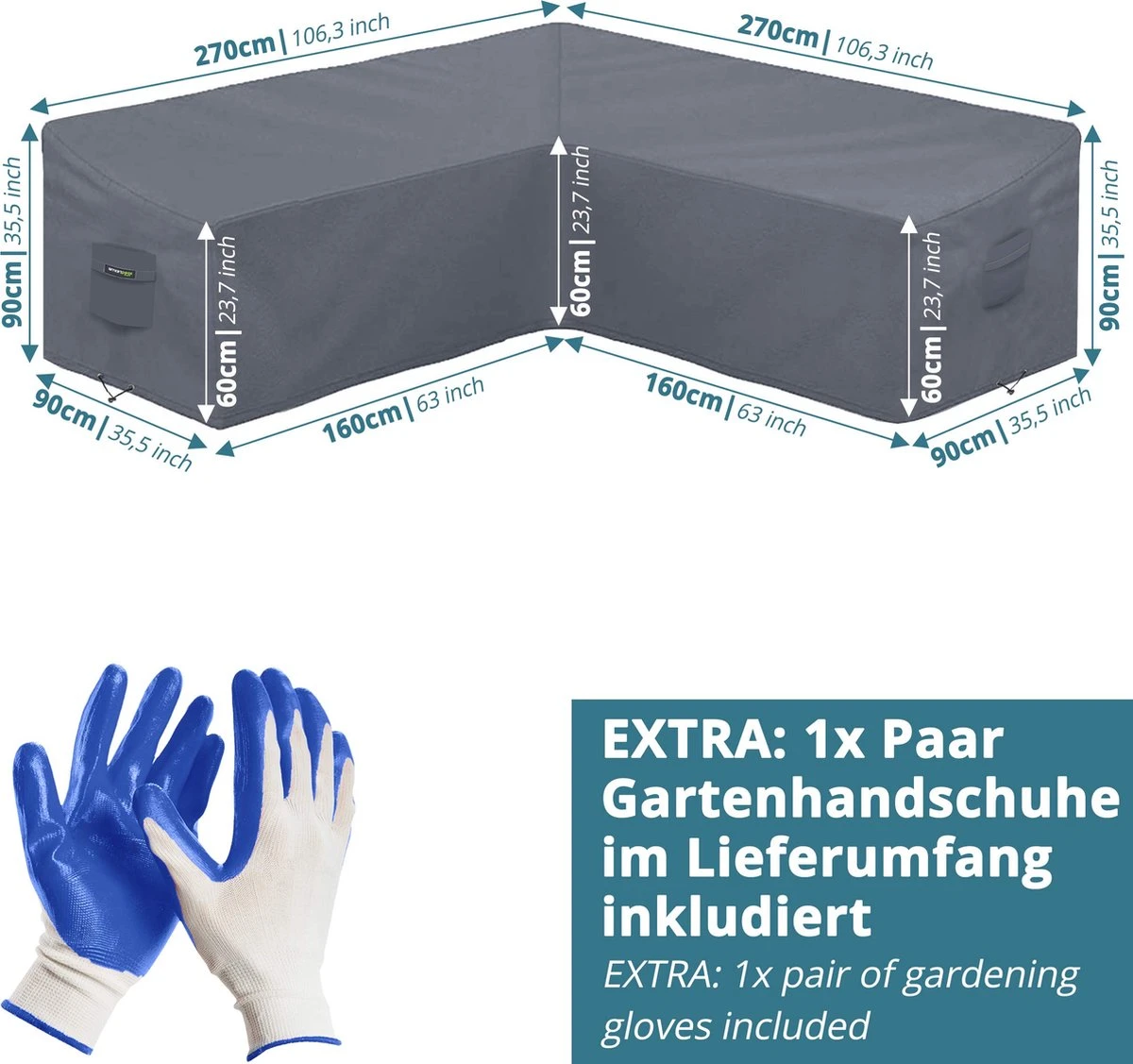 Smarpteas Housse De Salon Pour Mobilier De Jardin En L & Mobilier De Salon - Taille 270x270x90 Cm - Housse De Salon En L - Bâche Pour Salon De Garden En L 6 Smarpteas Housse De Salon Pour Mobilier De Jardin En L & Mobilier De Salon - Taille 270x270x90 Cm - Housse De Salon En L - Bâche Pour Salon De Garden En L – Image 6