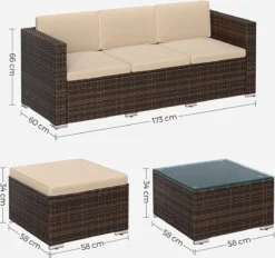 Ensemble De Salon - Avec Coussins Et Table En Verres - Salon De Jardin - Terrasse - Balcon - Aspect Rotin -Jardin Meubles Magasin 1200x1128 9