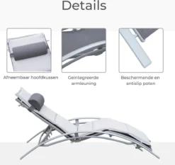 Bain De Soleil - Bain De Soleil De Forme Ergonomique - Bain De Soleil - Chaise De Jardin Relax - Ajustable - Aluminium - Grijs -Jardin Meubles Magasin 1200x1130 2