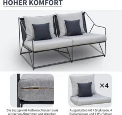 Ensemble De Jardin 4 Pièces Outsunny Transat Pour Groupe De Sièges D'extérieur Avec Coussins De Table Basse En Métal 84B-610 -Jardin Meubles Magasin 1200x1131 4