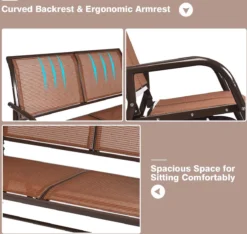 Banc Balançoire D'extérieur, Banc De Jardin, Balançoire De Jardin, Banc 2 Places, Banc De Parc, Banc De Patio Confortable Pour 2 Personnes, Siège De Jardin En Acier, Chaise De Jardin Pour Terrasse, Jardin, Pelouse (marron -Jardin Meubles Magasin 1200x1136