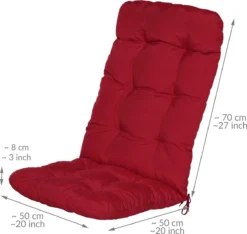 Beautissu Flair HL Coussin De Jardin à Dossier Haut - Coussin Pour Meubles De Jardin - Coussin D'Assise 120x50x8 Cm Rouge - Coussins De Jardin En Matelas Qualité Coussin -Jardin Meubles Magasin 1200x1136 5