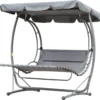 Chaise Longue Flottante Outsunny Chaise Longue Flottante Hollywood Swing Chaise Longue Double Avec Toit Gris Métal 84A-024GY