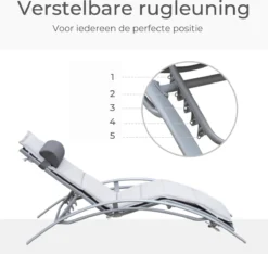 Bain De Soleil - Bain De Soleil De Forme Ergonomique - Bain De Soleil - Chaise De Jardin Relax - Ajustable - Aluminium - Grijs -Jardin Meubles Magasin 1200x1138 2