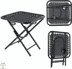 Happyment Chaises De Plage Pliables 2 Pièces - Chaises De Jardin Avec Table - Transat - 0° à 160° Réglable - Zwart -Jardin Meubles Magasin 1200x1141 1