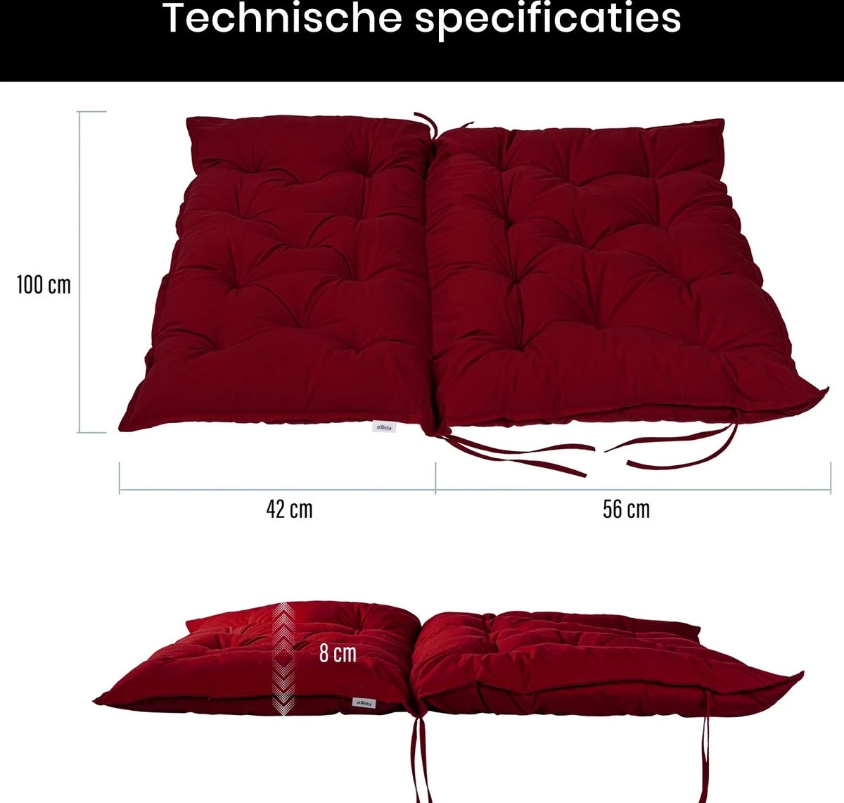 Coussin De Palette - Coussins Pour Palettes - Kussen De Salon - Coussin De Banc De Jardin - Coussin De Banc - Avec Dossier Bas - Katoen - Polyester - 2,1 Kg - Blauw - 100 Cm X 98 Cm X 8 Cm 4 Coussin De Palette - Coussins Pour Palettes - Kussen De Salon - Coussin De Banc De Jardin - Coussin De Banc - Avec Dossier Bas - Katoen - Polyester - 2,1 Kg - Blauw - 100 Cm X 98 Cm X 8 Cm – Image 4