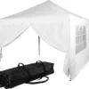 Tente De Réception Easy Up - Tente De Fête - Pavillon - Tente De Fête Pliable - Tente De Fête 3x3 - Tente De Fête Avec Parois Latérales - Chariot Inclus - Étanche - Protection UV 50+ - Avec Fenêtres - 16 Kg - Acier - Wit - 300 X 300 Cm