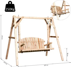 Outsunny Hollywood Balançoire Balançoire De Jardin 2 Places Porche Balançoire Suspendu Banc Bois Massif 84A-086V01 -Jardin Meubles Magasin 1200x1143 1