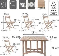NATERIAL- Salon De Jardin SOLIS - 4 Personnes - Salon De Jardin Compact - Pliable - Acacia - Beige - Salon De Mobilier De Jardin -Jardin Meubles Magasin 1200x1143 14