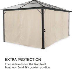 Gazebo Solaire Blumfeldt Pantheon Solid Sky Ambient 3 X 4m - 4 X Parois Latérales Moustiquaire & 4 X Parois Latérales Polyester - Eclairage LED -Jardin Meubles Magasin 1200x1143 3