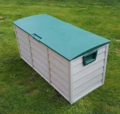 Boîte De Rangement Mobile Teien Jardin 245 Litres - Boîte De Jardin / Boîte De Rangement / Armoire De Jardin / Boîte à Coussins De Jardin - 112x54x50 Cm - Vert Et Blanc -Jardin Meubles Magasin 1200x1144 10