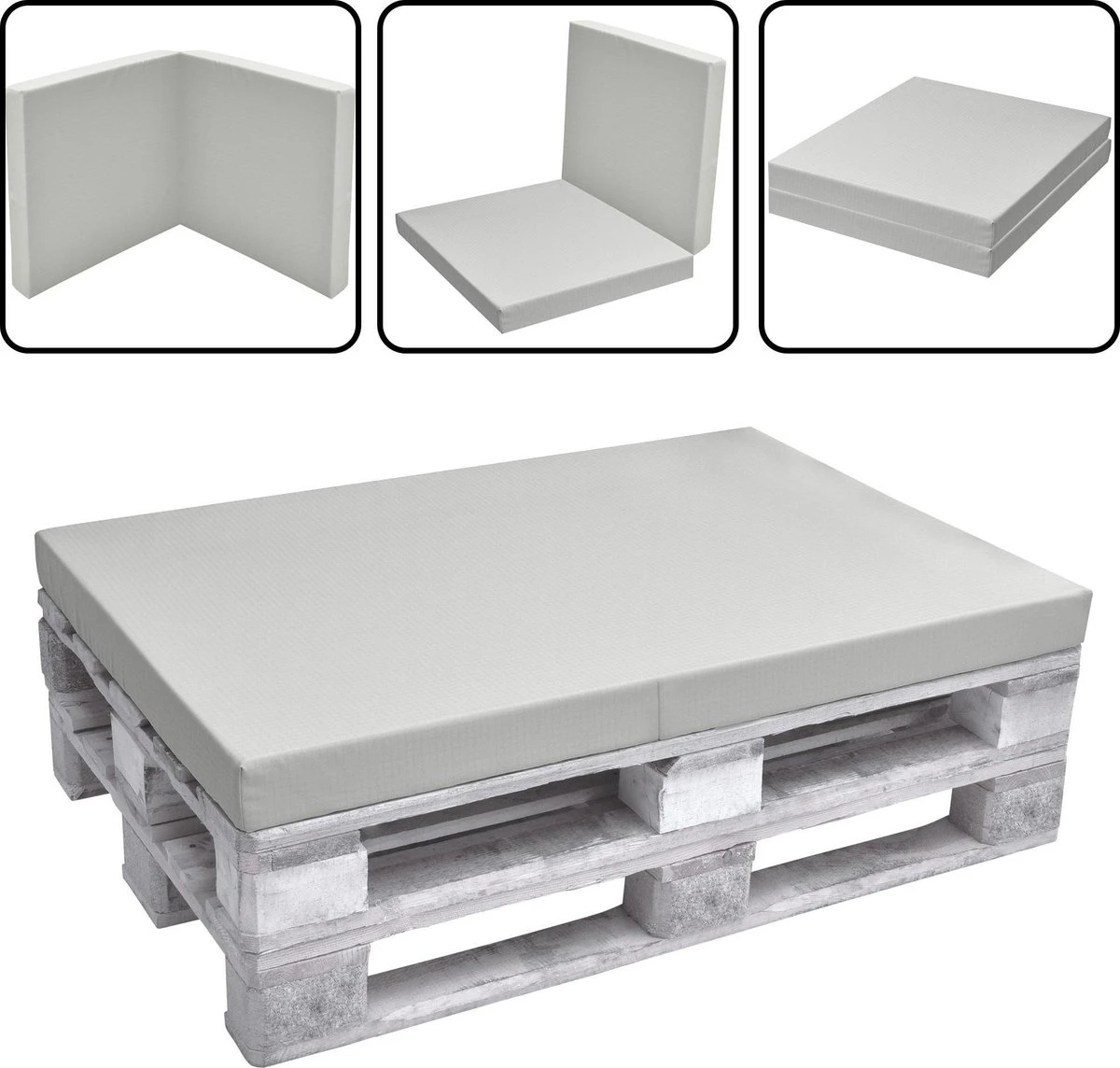 Beautissu Cushion ECO Pure - Coussin D'assise Pliable - 120x80x8 Cm En Grijs Clair - Coussin Pour Meubles En Palette 3 Beautissu Cushion ECO Pure - Coussin D'assise Pliable - 120x80x8 Cm En Grijs Clair - Coussin Pour Meubles En Palette – Image 3