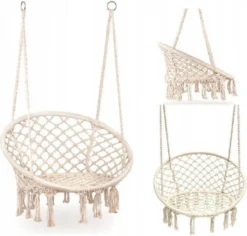 Chaise Suspendue Boho - Chaise Suspendue Tressée - Chaise Relax - Swing - Chaise à Bascule Crème - Chaise Suspendue Intérieure - Chaise Suspendue Extérieure -Jardin Meubles Magasin 1200x1147 2