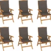Prolenta Premium - Chaises De Jardin De Jardin 6 Pcs Réglables Avec Coussins En Teck Massif
