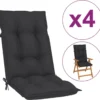 Decoways - Coussins Pour Chaise De Coussins De Chaise De Jardin 4 Pièces 120x50x7 Cm Coloris Anthracite