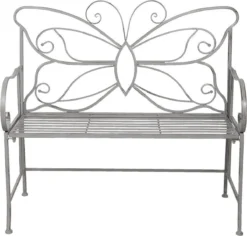 Clayre & Eef Banc De Jardin 5Y0459G 108 * 55 * 99 Cm - Banc En Fer Grijs Banc D'extérieur Mobilier De Jardin De Jardin