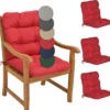 Beautissu Flair NL - Set De 4 Coussins De Jardin Dossier Bas 100x50x8 Cm Rouge Coussin D'Assise Coussin Matelas Pour Salon De Jardin