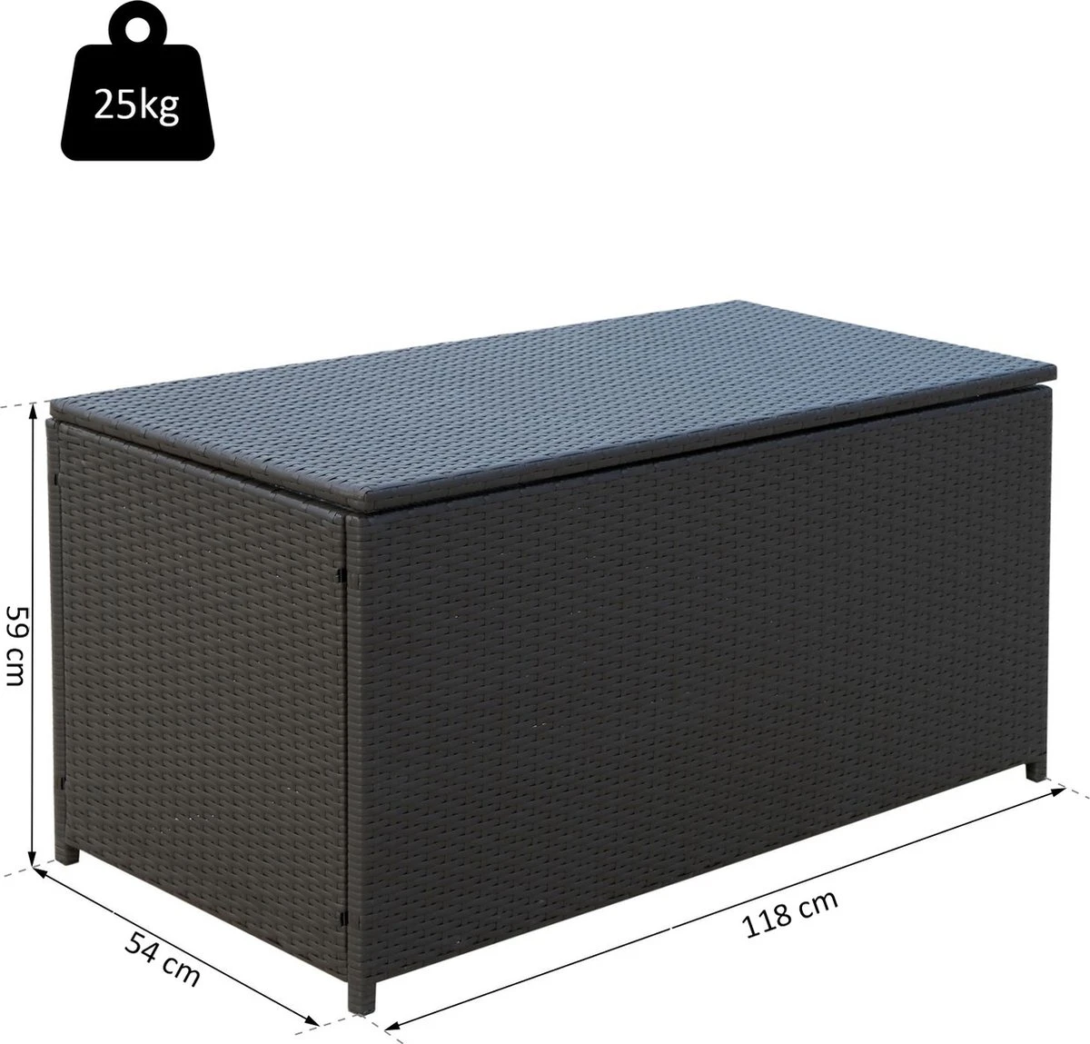 Outsunny Coussin Boîte Poly Rotin Coussin Boîte Jardin Boîte Métal 118 Lx 54 Lx 59 H Cm Marron 865-003 6 Outsunny Coussin Boîte Poly Rotin Coussin Boîte Jardin Boîte Métal 118 Lx 54 Lx 59 H Cm Marron 865-003 – Image 6