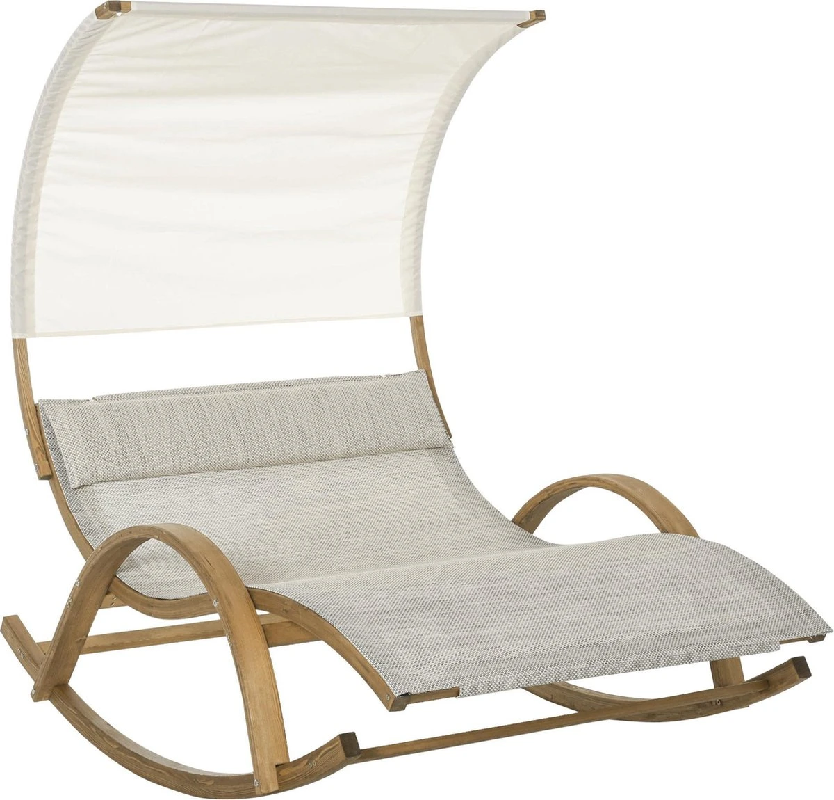 Nancy's Steamboat Rocking Chair - Fauteuil Relax - Toit Mélèze - Bois De Mélèze - Grijs/ Wit - 190 X 135 X 185 Cm