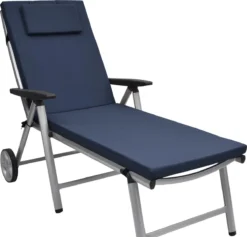 Beautissu Loft RL Coussin De Chaise Longue 200 X 60 X 5 Cm - Kussen Chaise Longue Coussins De Chaise De Jardin Bleu Foncé