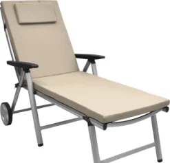 Beautissu Loft RL Coussin Transat 200 X 60 X 5 Cm - Kussen Transat Chaise De Jardin Coussins Nature