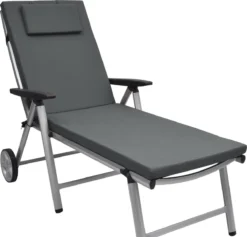 Beautissu Loft RL Coussin Transat 200 X 60 X 5 Cm - Kussen Transat Chaise De Jardin Coussins Gris Graphite